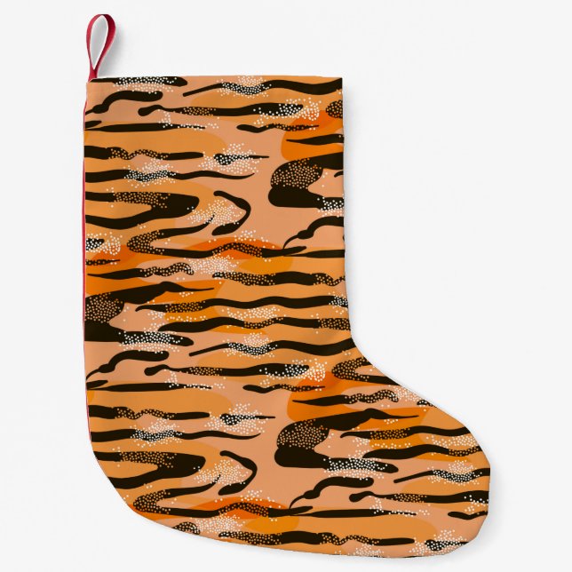 Meia De Natal Pequena Lovely seamless tiger pattern,peach colour (Frente)