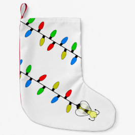 Meia De Natal Pequena Luzes de Natal com abelha