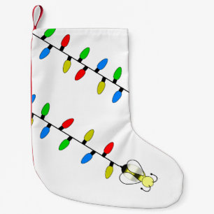 Meia De Natal Pequena Luzes de Natal com abelha