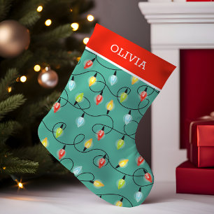 Meia De Natal Pequena Luzes de Natal Personalizadas com Nome