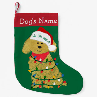 Meia De Natal Pequena Luzes de Natal personalizadas Goldendoodle