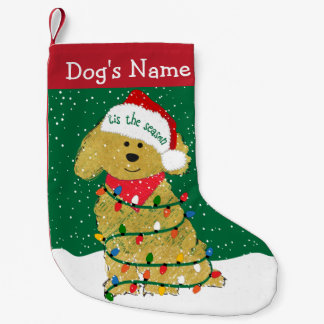 Meia De Natal Pequena Luzes de Natal personalizadas Goldendoodle