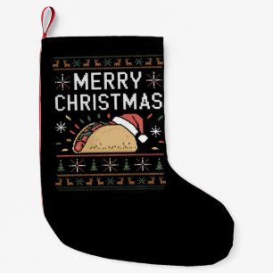Meia De Natal Pequena Luzes de Suéter de Natal Feio Santa Taco Natal