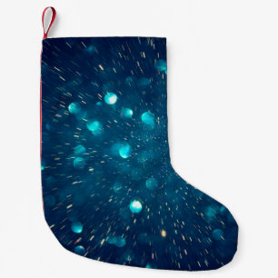 Meia De Natal Pequena Luzes de vintagem brilhantes de azul verde e preto