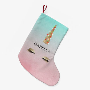 Meia De Natal Pequena Luzes Douradas do brilho do brilho do minúsculo co