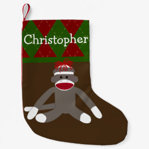 Meia De Natal Pequena Macaco do Bobo Sock Personalizado