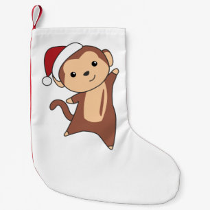 Meia De Natal Pequena Macaco Natal Neve Inverno Animais Macacos Adulto