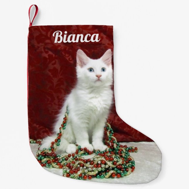 Meia De Natal Pequena Maine Coon Cat - Parada de Natal Personalizada (Frente)