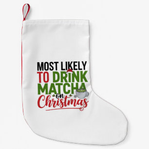 Meia De Natal Pequena Mais propenso a beber Matcha no café de Natal