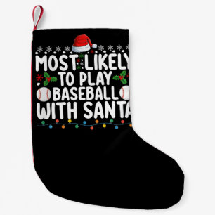 Meia De Natal Pequena Mais Propenso a Jogar Beisebol com o Papai Noel no