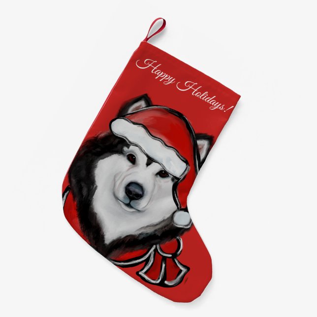 Meia De Natal Pequena Malamute do Alasca  (Frente (Pendurada))