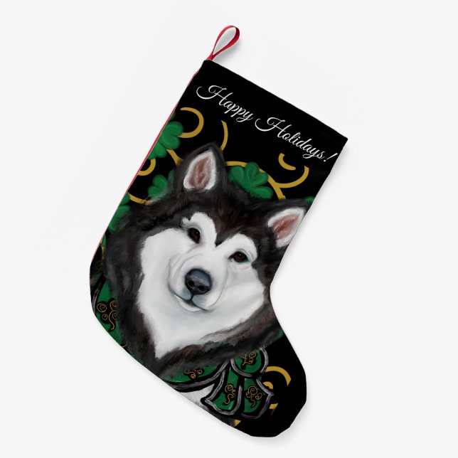 Meia De Natal Pequena Malamute do Alasca    (Frente (Pendurada))