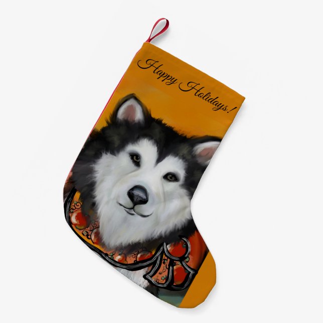 Meia De Natal Pequena Malamute do Alasca (Frente (Pendurada))