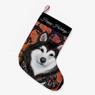 Meia De Natal Pequena Malamute do Alasca