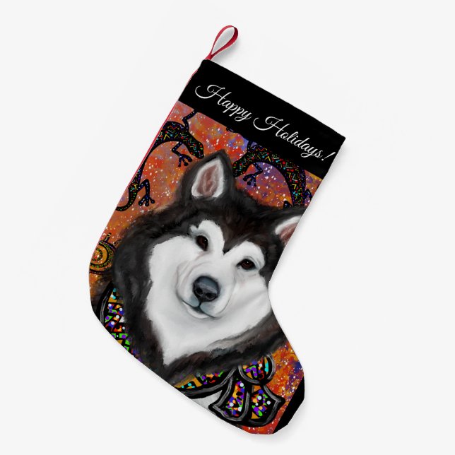 Meia De Natal Pequena Malamute do Alasca (Frente (Pendurada))