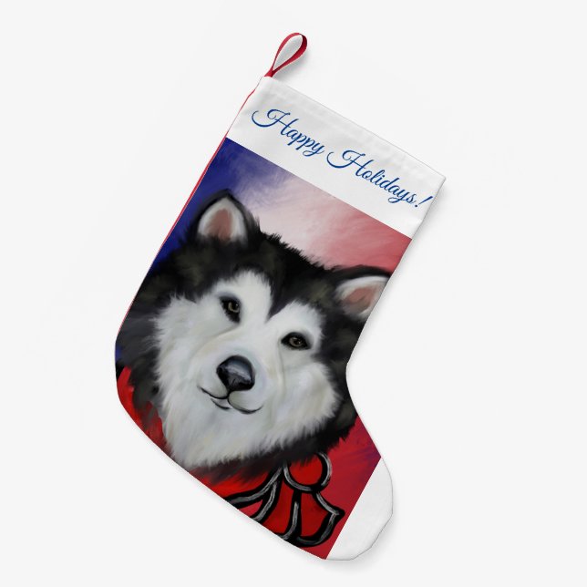 Meia De Natal Pequena Malamute do Alasca (Frente (Pendurada))