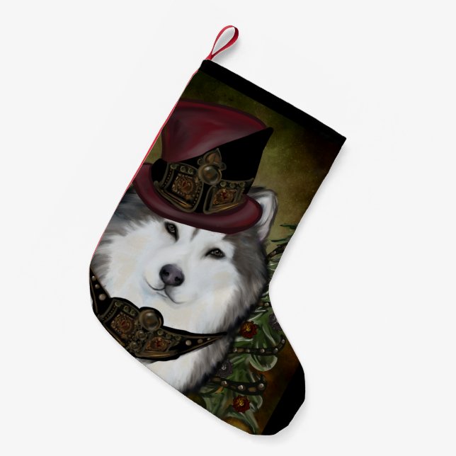 Meia De Natal Pequena Malamute do Alasca (Frente (Pendurada))