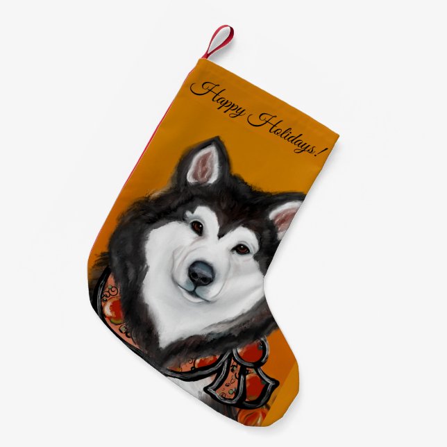Meia De Natal Pequena Malamute do Alasca (Frente (Pendurada))