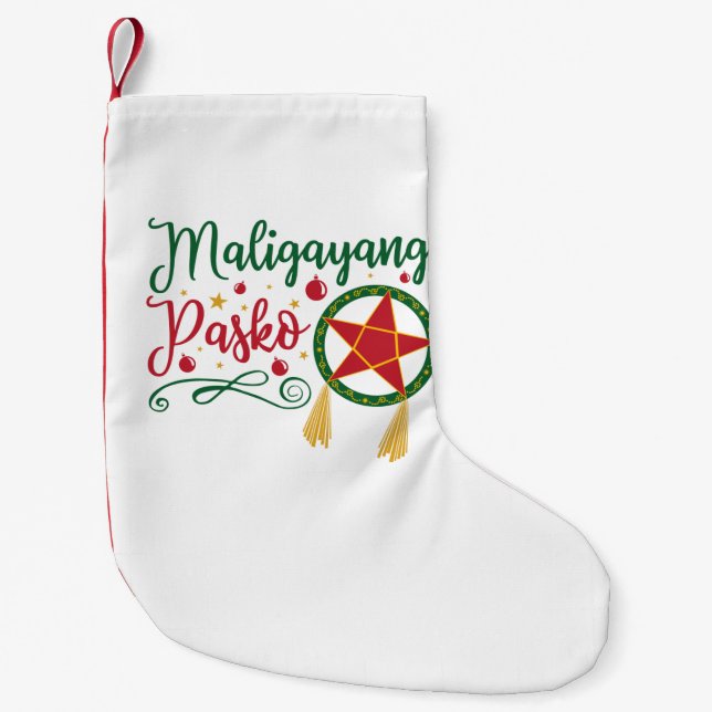 Meia De Natal Pequena Maligayang Pasko Filipino Natal Filipinas (Frente)
