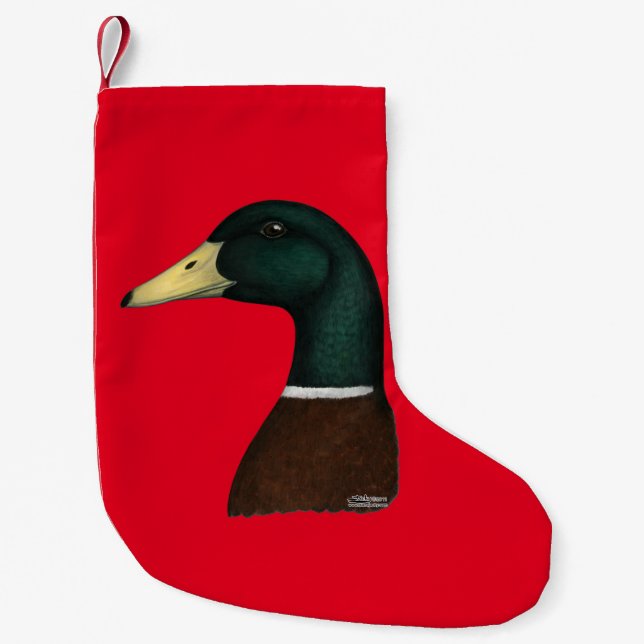 Meia De Natal Pequena Mallard Drake Head (Frente)