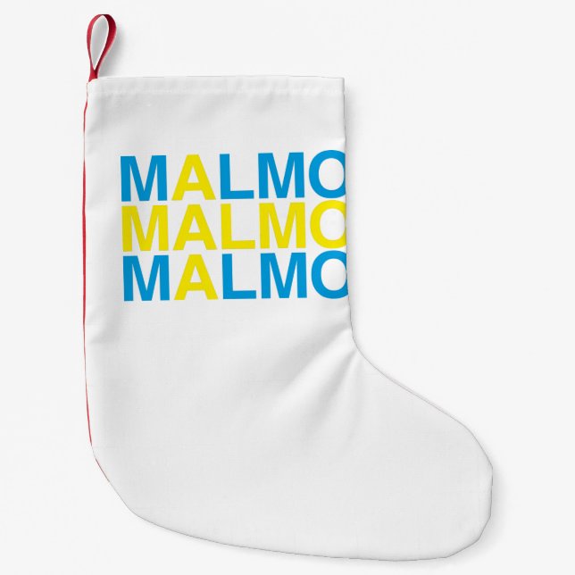 Meia De Natal Pequena MALMO Bandeira Sueca (Frente)