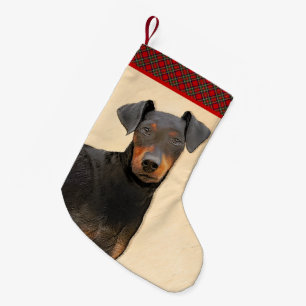 Meia De Natal Pequena Manchester Terrier Pintura Original