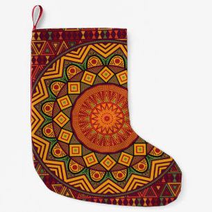 Meia De Natal Pequena Mandala africana, designs circulares polinésias.