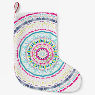 Meia De Natal Pequena mandala colorida