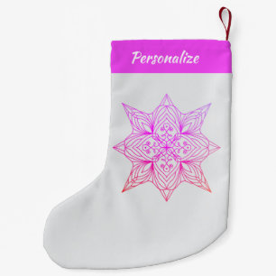 Meia De Natal Pequena Mandala de Natal Personalizado Roxo Lavanda