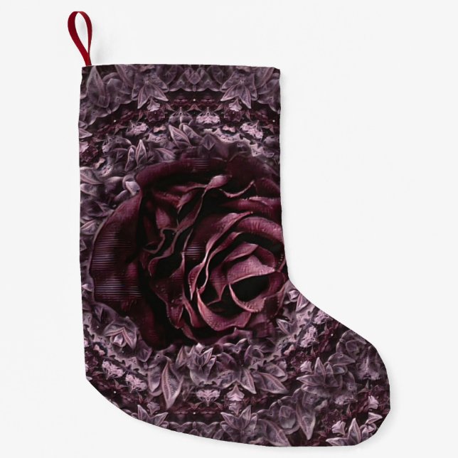 Meia De Natal Pequena Mandala de Rosa  (Frente)