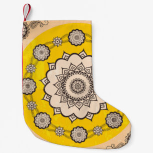 Meia De Natal Pequena Mandala Ornamental: Design de Estilo Étnico.