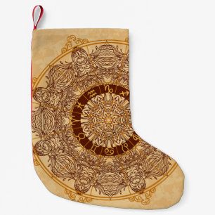 Meia De Natal Pequena Mandalas, zodíaco, ornamentado, círculo vintage.