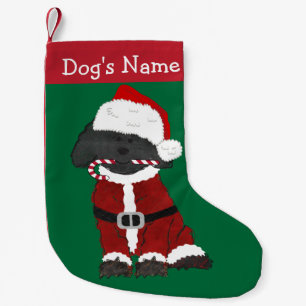 Meia De Natal Pequena Mão Personalizada Desenhada Labradoodle Santa Clau