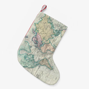 Meia De Natal Pequena Mapa do vintage do mundo (1801)