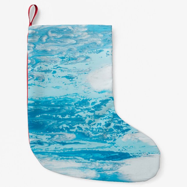 Meia De Natal Pequena Mar azul (Frente)