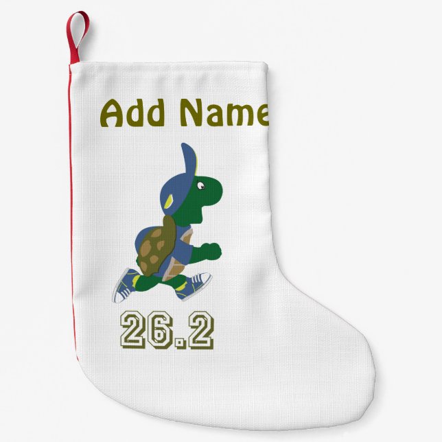 Meia De Natal Pequena Marathon Turtle Runner em Azul (Frente)