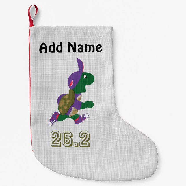 Meia De Natal Pequena Marathon Turtle Runner em Roxo (Frente)
