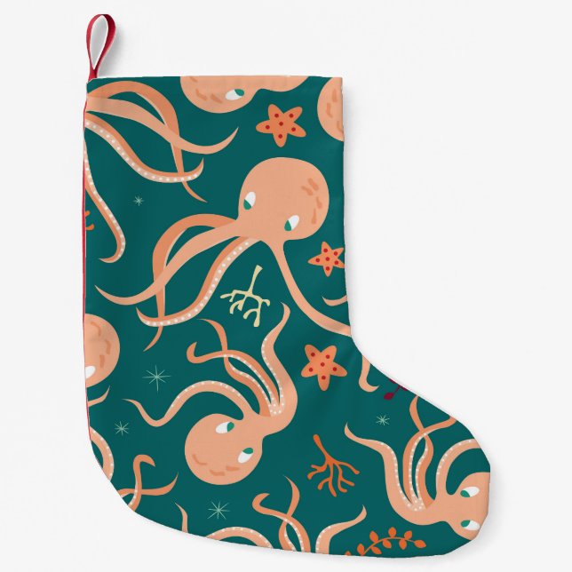 Meia De Natal Pequena Maravilhas Submarinas: Dança Octopus Starfish (Frente)