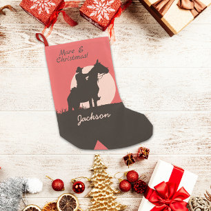 Meia De Natal Pequena Mare E Christmas Cowboy Silhouette Boot