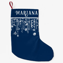 Meia De Natal Pequena Marinho Blue String Luzes de Natal Pequeno
