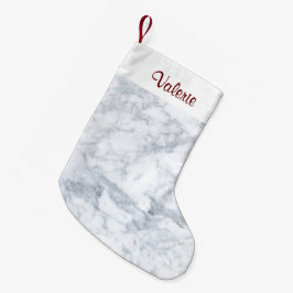 Meia De Natal Pequena Mármore Branco e Cinza