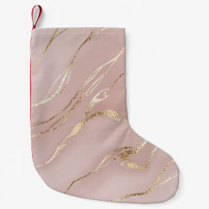 Meia De Natal Pequena Mármore rosa com veias ouros