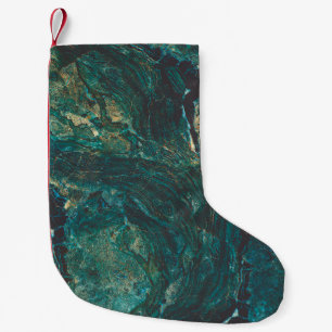 Meia De Natal Pequena Mármore verde escuro: textura luxuosa.
