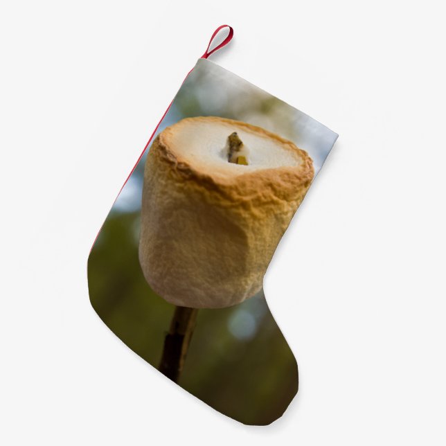 Meia De Natal Pequena Marshmallows Roasting (Frente (Pendurada))