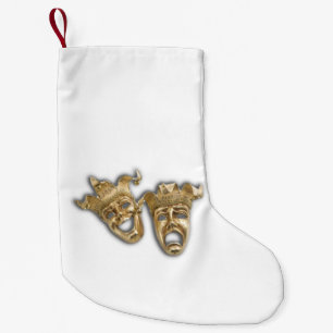 Meia De Natal Pequena Máscaras Douradas de Teatro de Comédia e Tragédia
