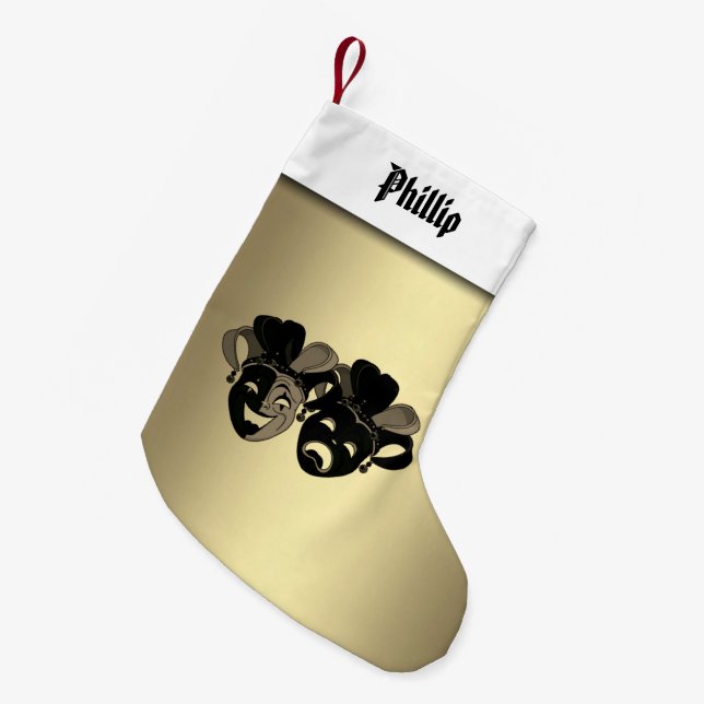 Meia De Natal Pequena Máscaras Personalizadas de Teatro de Tragédia (Frente (Pendurada))