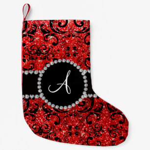 Meia De Natal Pequena Mau-humor vermelho de néon do monograma