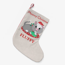 Meia De Natal Pequena Meia cinzenta do Natal do gato do gatinho do