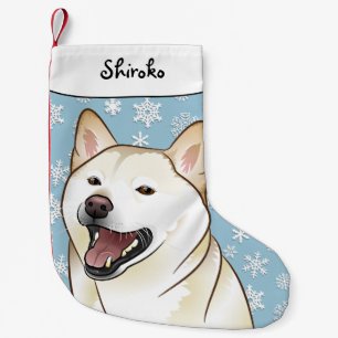 Meia De Natal Pequena Meia de creme de Shiba Inu do Feliz Natal