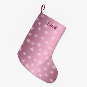 Meia De Natal Pequena Meia floral cor-de-rosa bonito personalizada do